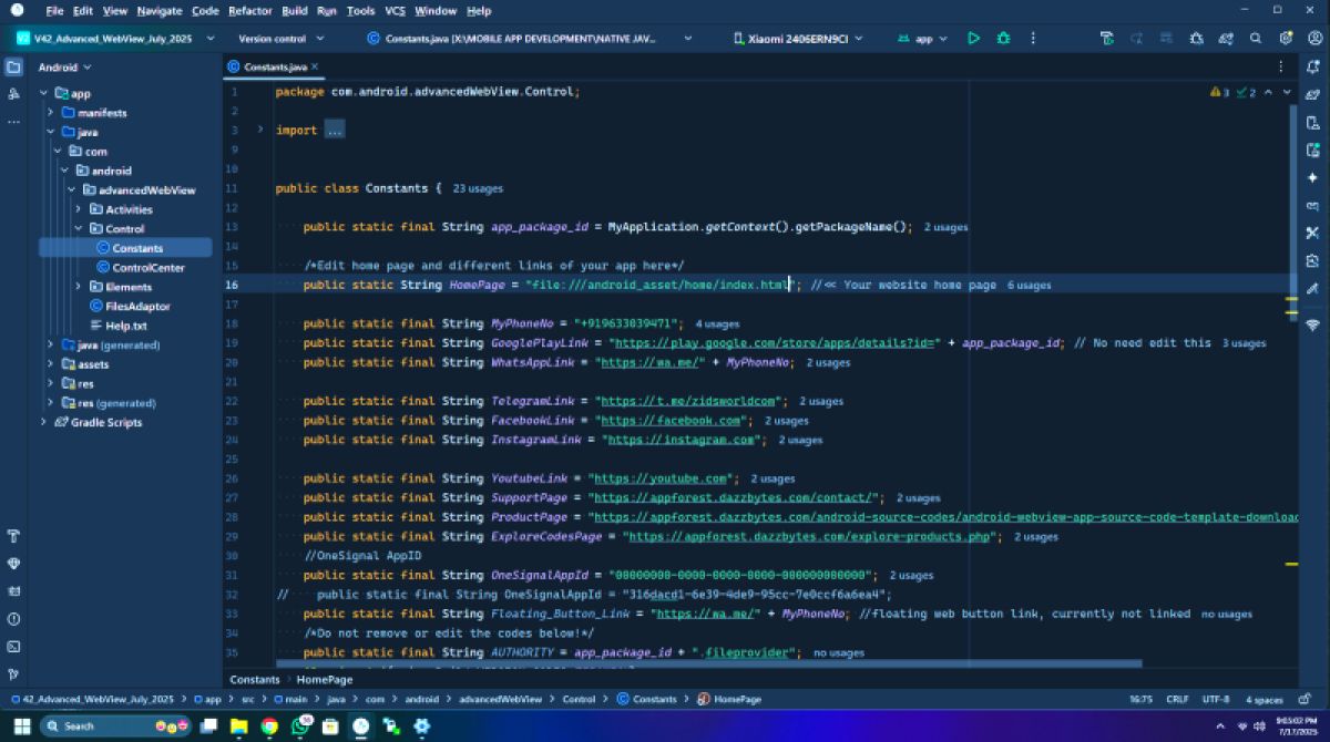 how to set the homepage in android webview 