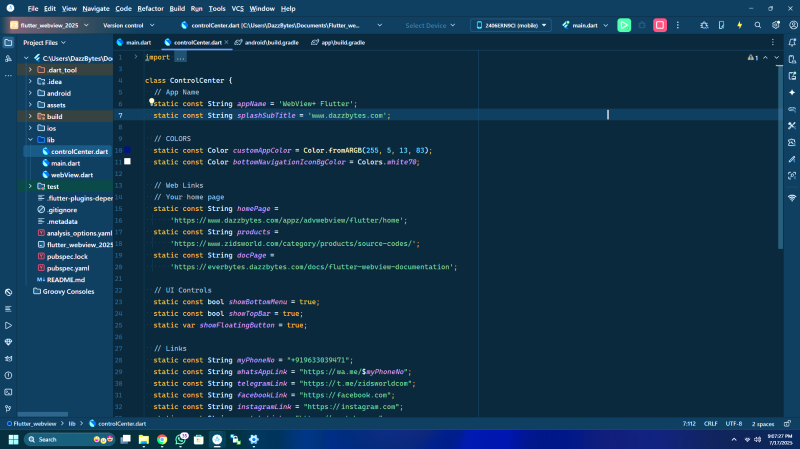 flutter webview source code preview of customisation