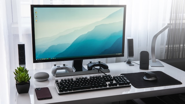 personal computer desktop with monitor 