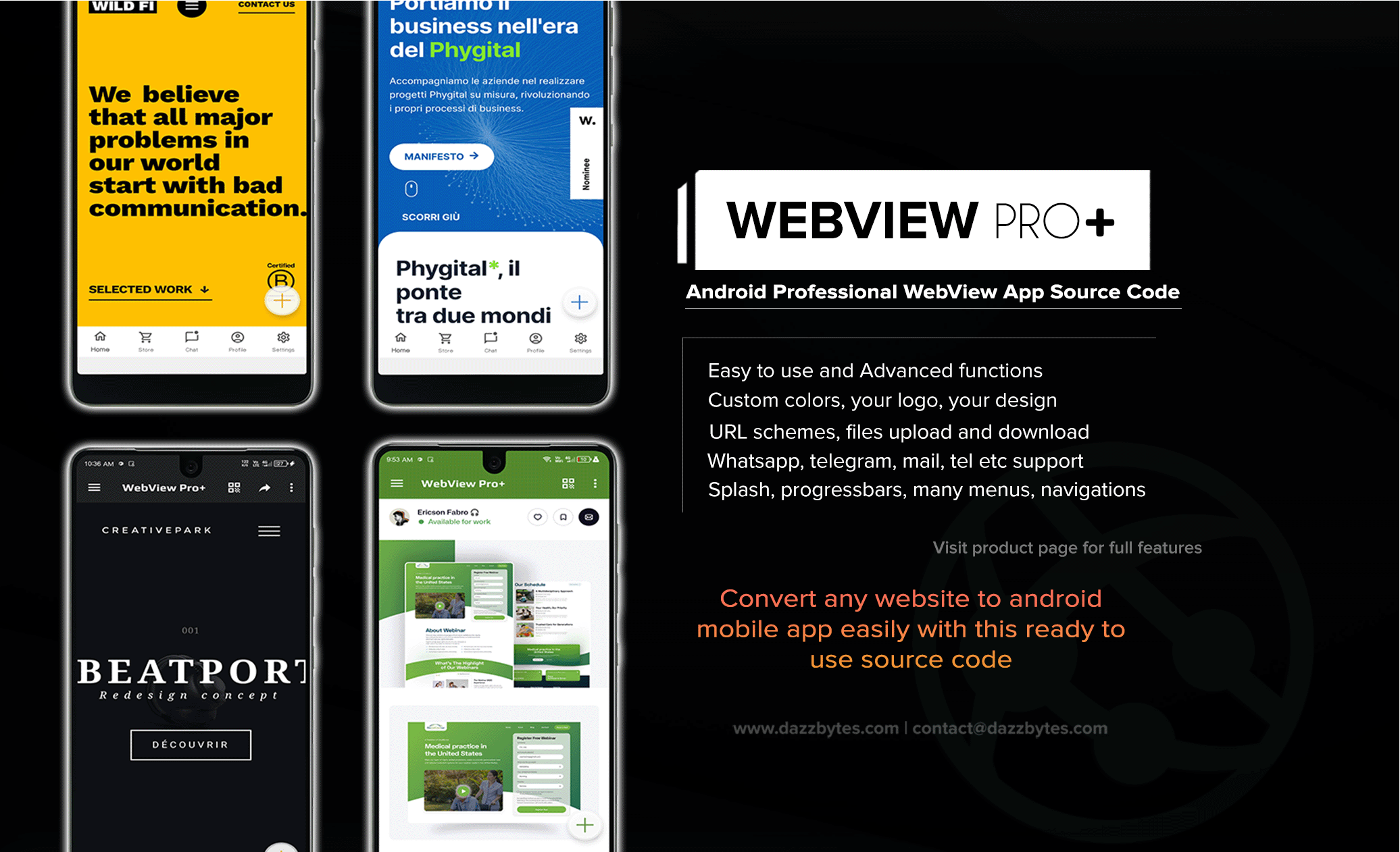 android webview app source code convert website to mobile app