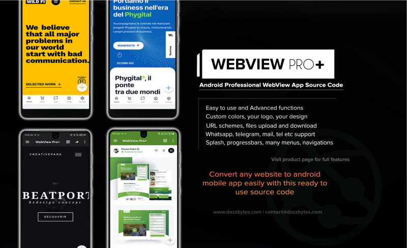 webview app android studio source code convert website to mobile app