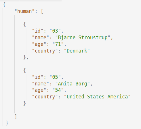 json structure example