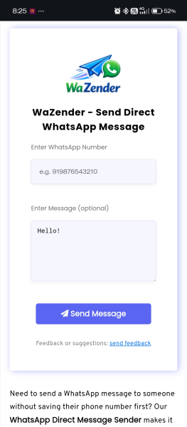 wazender direct whatsApp message sender preview